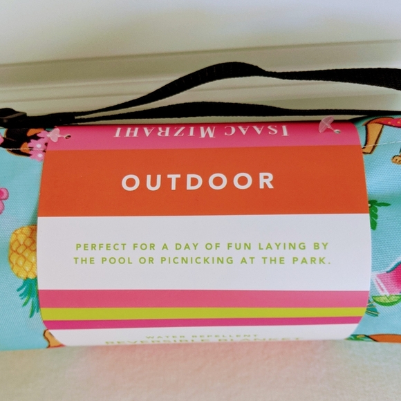 Outdoor Blanket Frenchie Pug Corgi Doxie Water Repellent 50" x 60" Aqua NWT - Picture 7 of 16